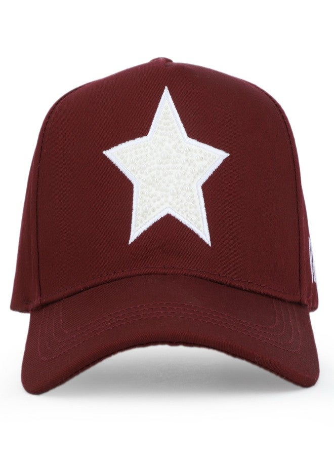 VINTAGE HAVANA Trucker Hats Women | Pearl Star | Western Retro Snapback Hat | Cute Trendy Caps One Size Maroon/Pearl - Image 3