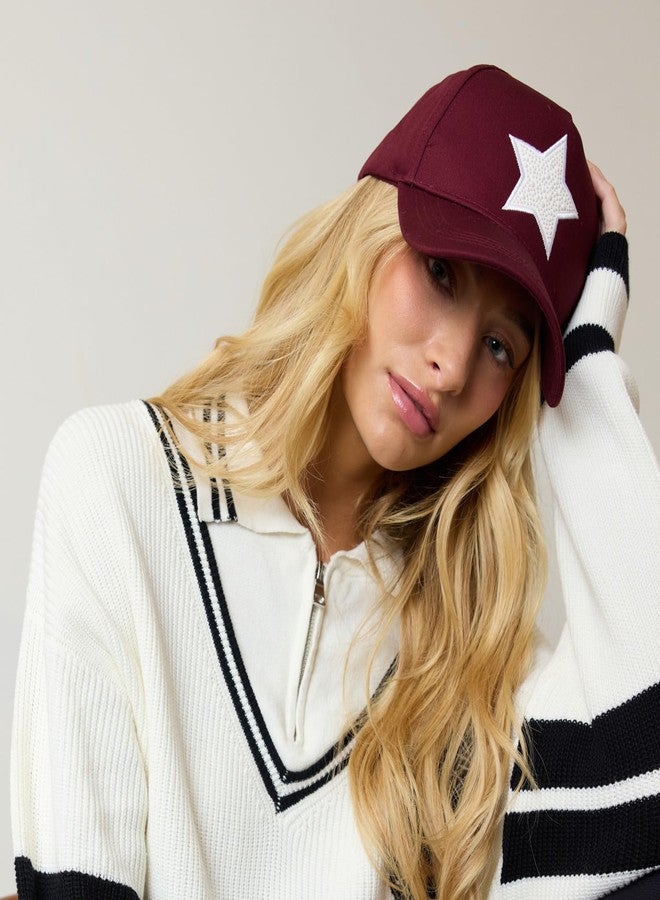 VINTAGE HAVANA Trucker Hats Women | Pearl Star | Western Retro Snapback Hat | Cute Trendy Caps One Size Maroon/Pearl - Image 2