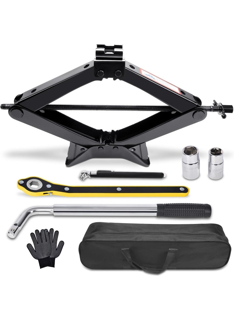 رافعة سيارة مقصية 3 طن مع مفتاح عجل – طقم طوارئ قوي لتغيير الإطارات للسيارة والـSUV والـMPV - Image 1