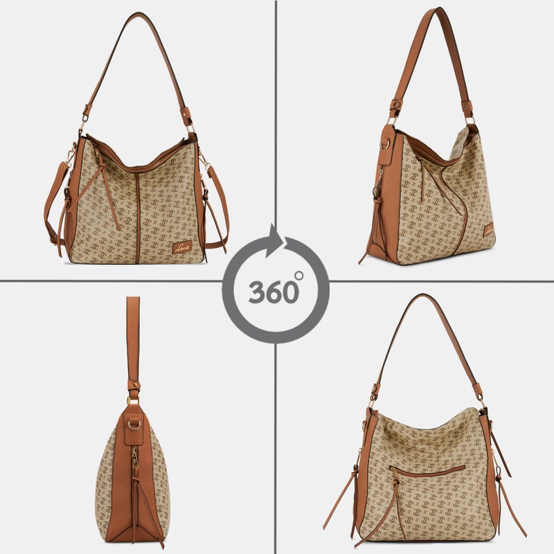 لافي حقيبة يد نسائية كلير هوبو كبيرة لون بيج - Image 4