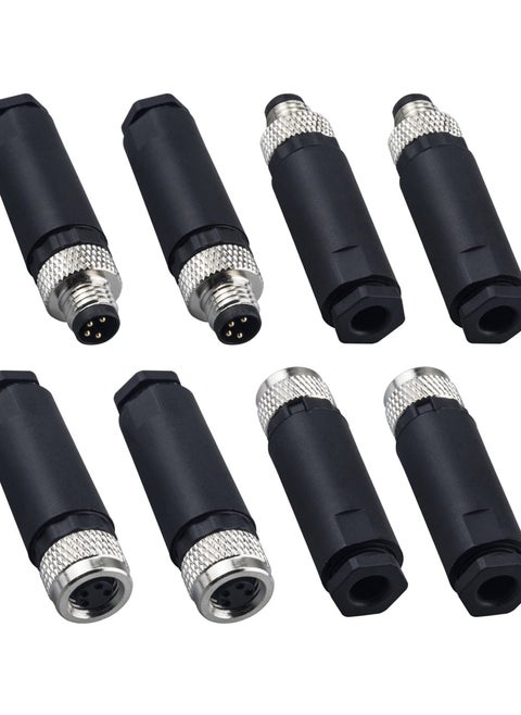 M8 4 Pin Male & Female Socket Panel Aviation Wire Connector,8mm Industrial Circular Sensor Connector,Outdoor Waterproof IP67 A Coding(4 Sets)