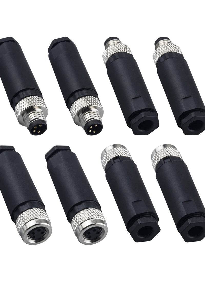 Generic - M8 4 Pin Male & Female Socket Panel Aviation Wire Connector,8mm Industrial Circular Sensor Connector,Outdoor Waterproof IP67 A Coding(4 Sets) - Image 1