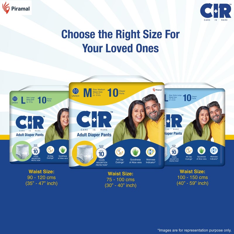 CIR Adult Diaper Pants Style | Adult Diaper Medium Size (M)|Waist (75-100 cm|30”- 40”) |10 hr Absorption-Protection | Unisex with Wetness Indicator | Odour Control | Goodness of Aloe Vera | 10 Units - Image 5