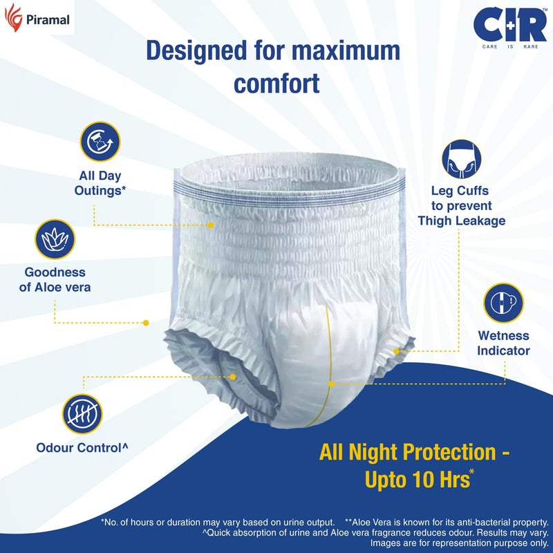 CIR Adult Diaper Pants Style | Adult Diaper Medium Size (M)|Waist (75-100 cm|30”- 40”) |10 hr Absorption-Protection | Unisex with Wetness Indicator | Odour Control | Goodness of Aloe Vera | 10 Units - Image 4