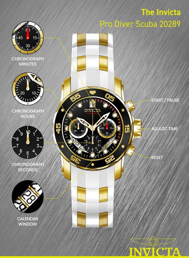 Invicta Men's Pro Diver Stainless Steel Quartz Watch with Silicone Strap, White, 1 (Model: 20289) - Image 4