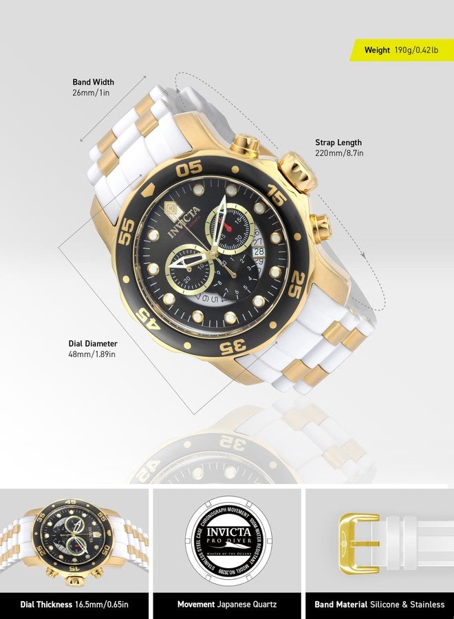 Invicta Men's Pro Diver Stainless Steel Quartz Watch with Silicone Strap, White, 1 (Model: 20289) - Image 3