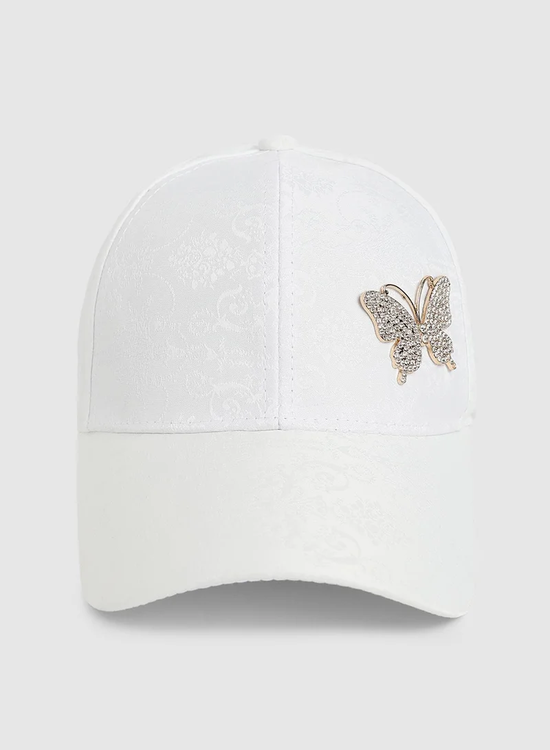 Haute Sauce  Jaquard Butterfly Baseball Cap - White for Women | Best Price UAE