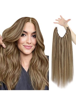 Sunny Invisible Wire Hair Extensions Brown Highlights Fishing Wire Hair Extensions Dark Brown Mix Caramel Blonde Soft Hair Fishing Wire Hair Extensions for Women 80g 18inch - pzsku/Z4F98EE5AFF30A2B749A3Z/45/_/1684055331/92f6e838-d278-4083-9050-55ca2d92df07