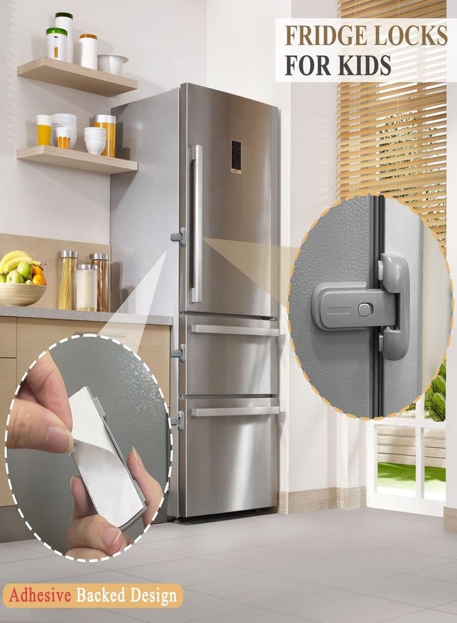 PILISPARK 2 Pack Refrigerator Lock for Kids with Adhesive, Child Proof Fridge Locks to Keep Door Closed, RV Refrigerator Door Latch, Freezer Door Lock for Toddlers Dogs and Cats, Easy Installation - Image 2