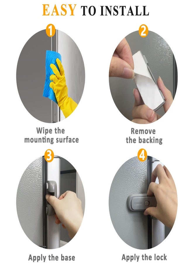 PILISPARK 2 Pack Refrigerator Lock for Kids with Adhesive, Child Proof Fridge Locks to Keep Door Closed, RV Refrigerator Door Latch, Freezer Door Lock for Toddlers Dogs and Cats, Easy Installation - Image 5