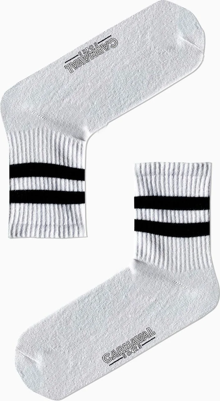 كارنافال سوكس Black Double Stripe Patterned Colorful Sports Socks