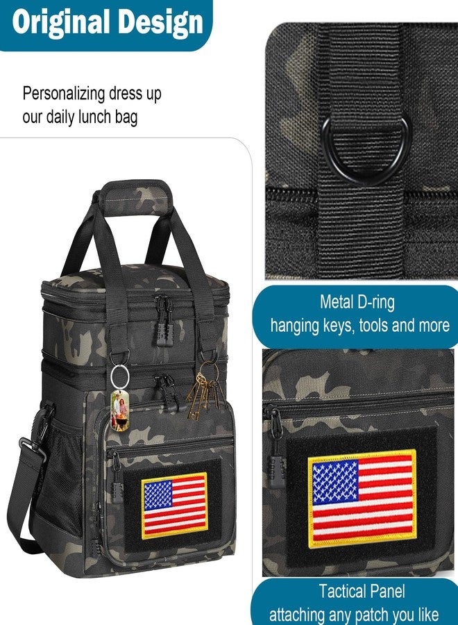 GLENKEY Double Deck Insulated Lunch Box, Expandable Large Lunch Bag Leakproof Cooler Bag Lunch Pail for Men Women Adults Work Shifts Travel Daytrip,16L,Black-Camo - Image 4
