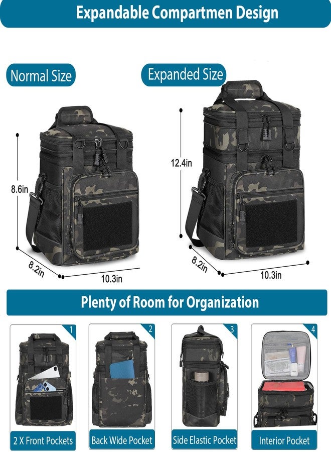 GLENKEY Double Deck Insulated Lunch Box, Expandable Large Lunch Bag Leakproof Cooler Bag Lunch Pail for Men Women Adults Work Shifts Travel Daytrip,16L,Black-Camo - Image 3