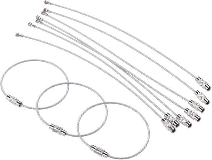 Stainless Steel Wire Rope Keychain Carabiner Cable Ring DIY Craft Accessories 15cm - Image 1