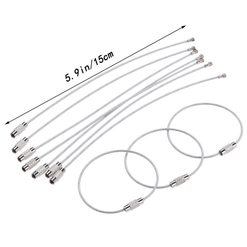 Stainless Steel Wire Rope Keychain Carabiner Cable Ring DIY Craft Accessories 15cm - Image 3