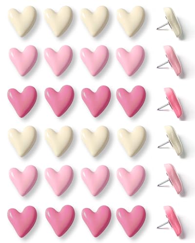 KEYDUACU 30 pcs - Heart Decorative Push Pins, Pink Cute Push Pins for Bulletin Board, Office or Home (30Pcs - Pink) - Image 1