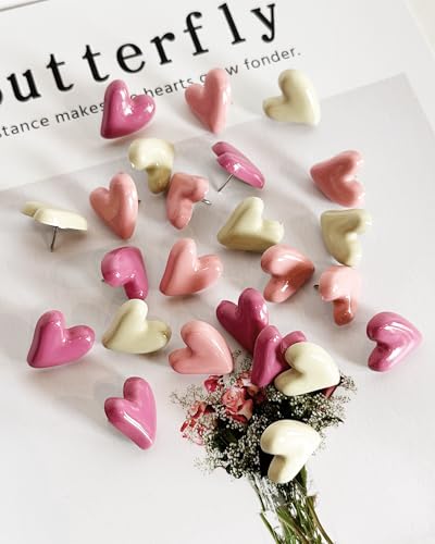 KEYDUACU 30 pcs - Heart Decorative Push Pins, Pink Cute Push Pins for Bulletin Board, Office or Home (30Pcs - Pink) - Image 5