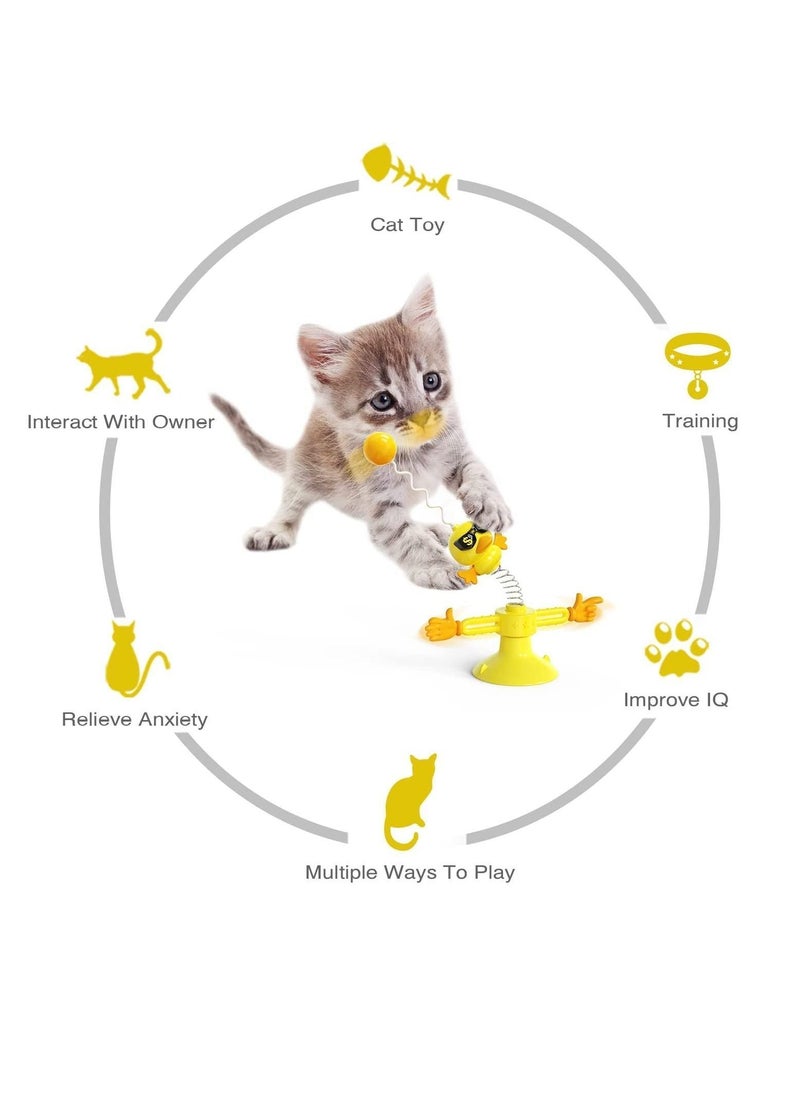 Y&D - Automatic Cat Stick, Interactive No-Electronic Move for Indoor Cats, with Catnip Ball Kittens Teaser Stick and Ball, Turntable Windmill Tumbler Fighting Toys Kitten Toy Cats - Image 1