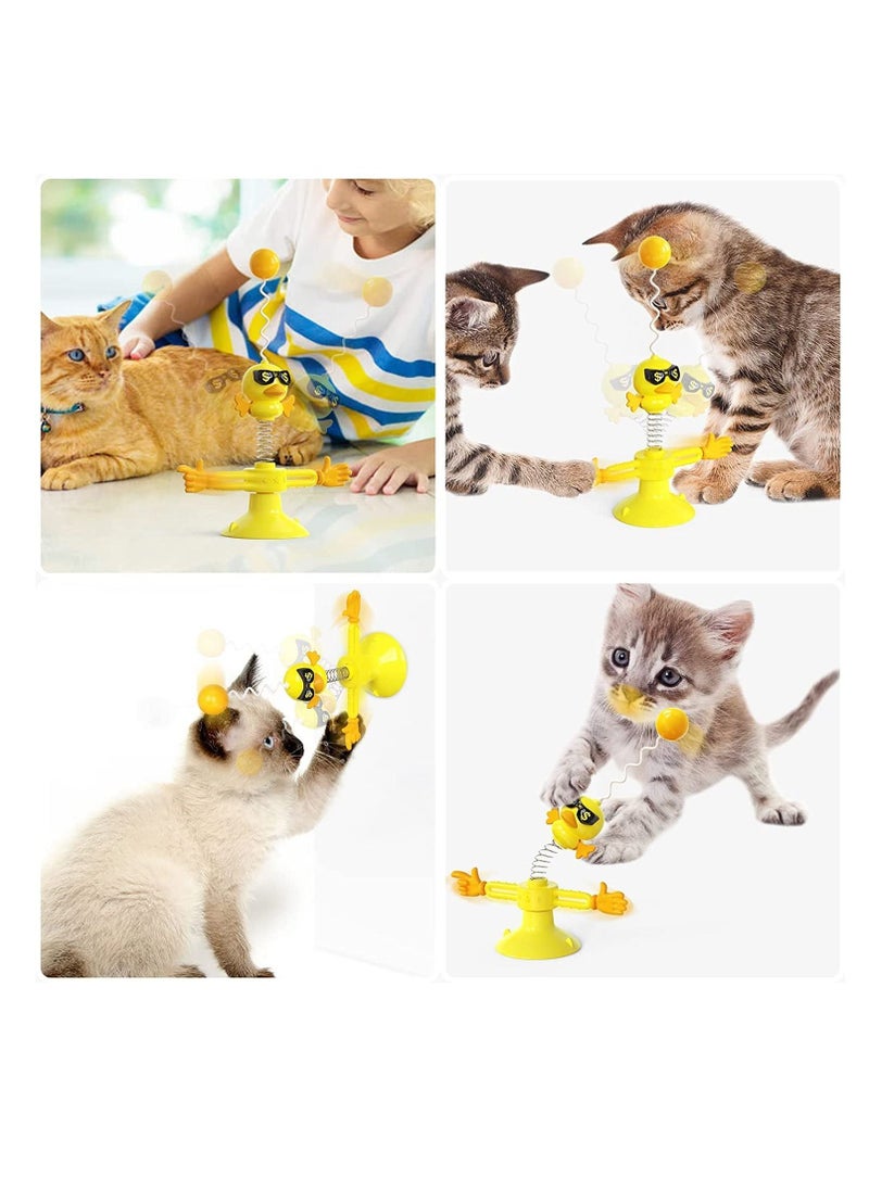 Y&D - Automatic Cat Stick, Interactive No-Electronic Move for Indoor Cats, with Catnip Ball Kittens Teaser Stick and Ball, Turntable Windmill Tumbler Fighting Toys Kitten Toy Cats - Image 1