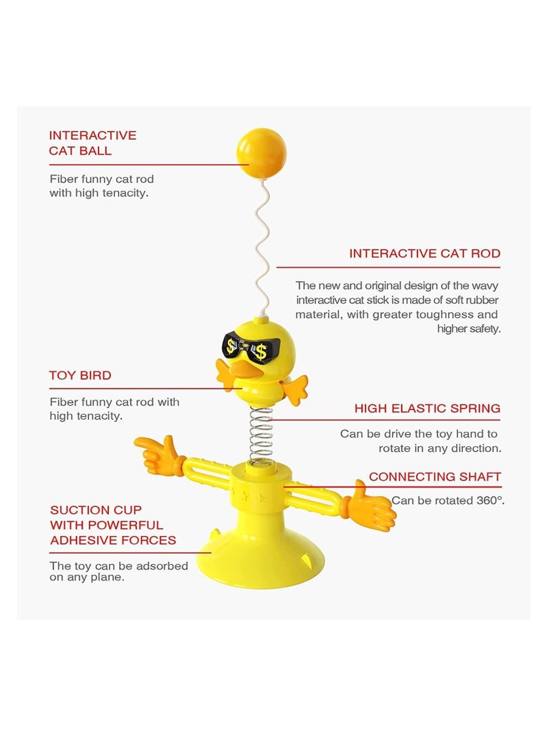 Y&D - Automatic Cat Stick, Interactive No-Electronic Move for Indoor Cats, with Catnip Ball Kittens Teaser Stick and Ball, Turntable Windmill Tumbler Fighting Toys Kitten Toy Cats - Image 1