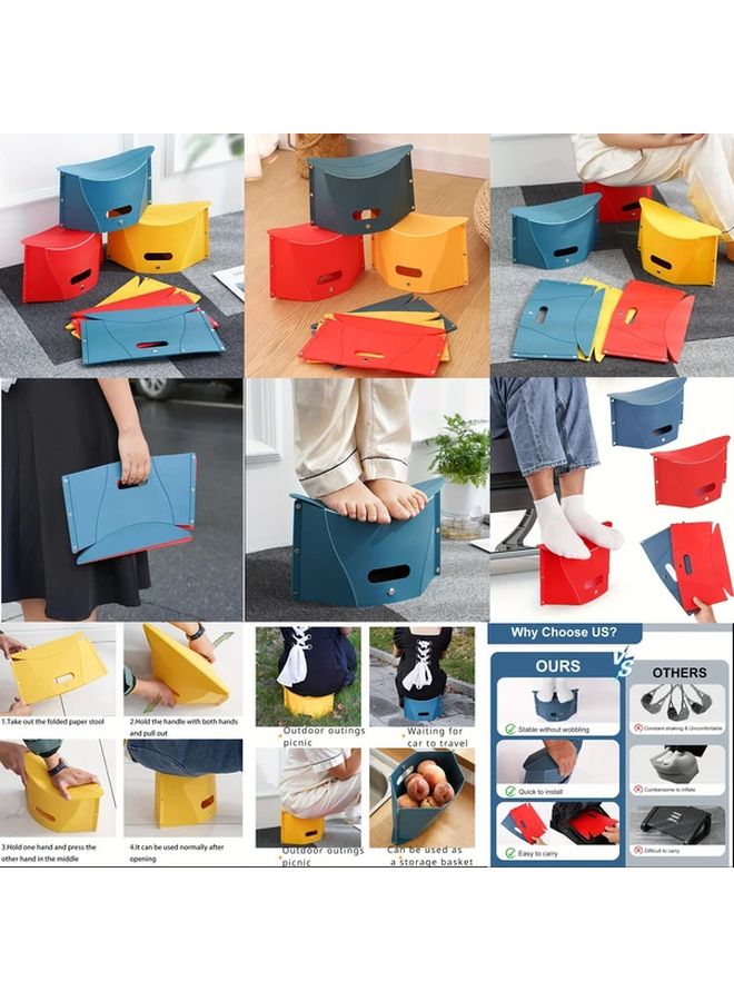 Light Green 4 Color Folding Stool Portable Durable With Storage For Indoor Outdoor - Image 2