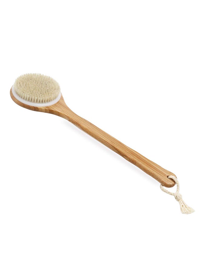 Body Brush Back Scrubber Bath Brush With Long Bamboo Handle Brown 40 x 7.5 x 2centimeter - Image 2