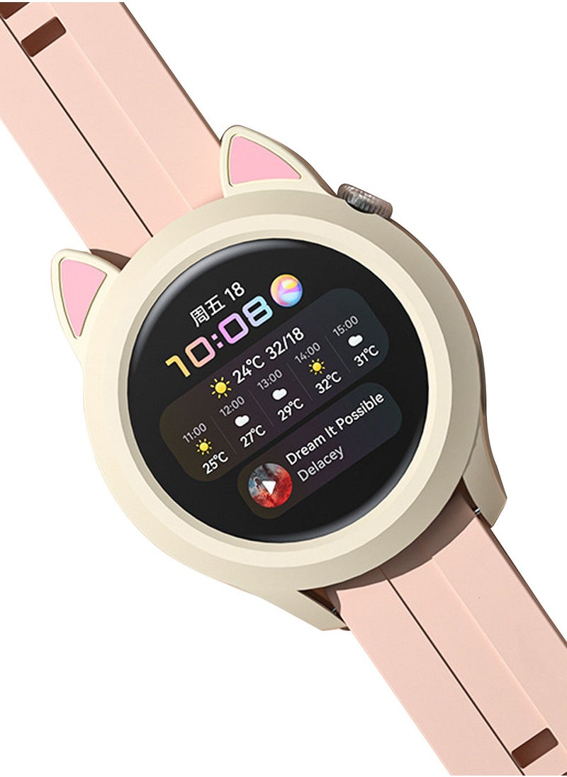 X-level 1 Pieces Cat Earmuffs Watch Case for Huawei Watch GT3 46mm With Soft TPU Protective Anti-Scratch Silicone Protector Soft Flexible TPU Thin Lightweight Bumper Cover Black  - Image 1