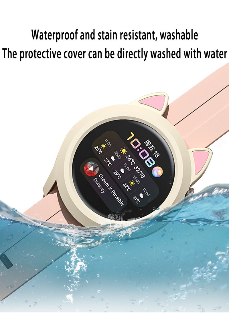 X-level 1 Pieces Cat Earmuffs Watch Case for Huawei Watch GT3 46mm With Soft TPU Protective Anti-Scratch Silicone Protector Soft Flexible TPU Thin Lightweight Bumper Cover Black  - Image 2