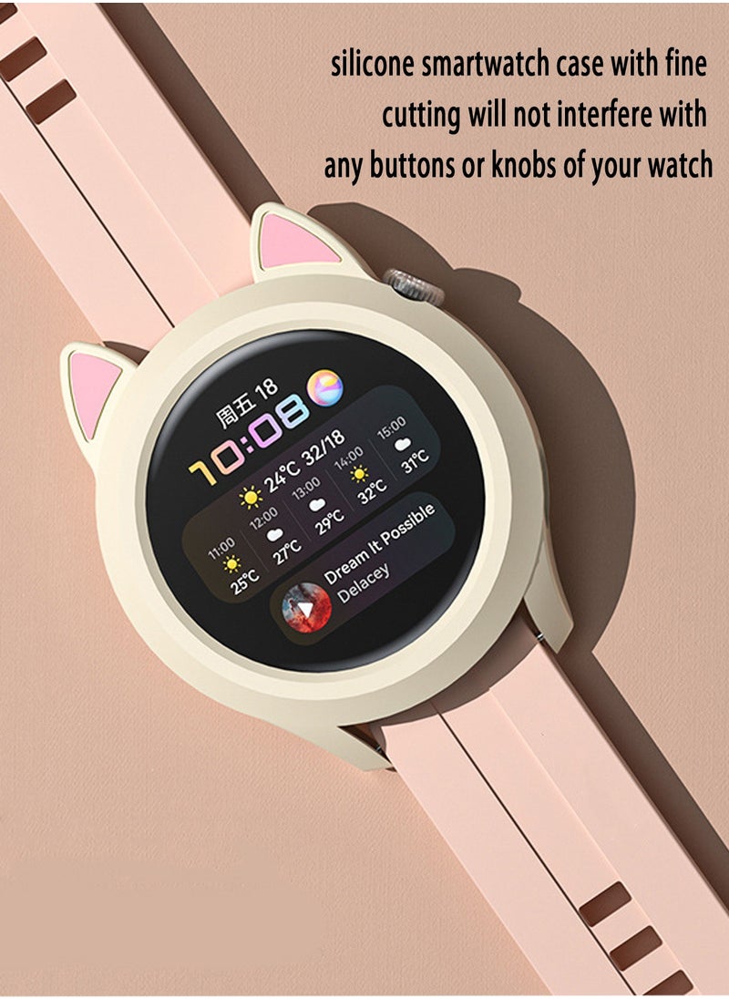 X-level 1 Pieces Cat Earmuffs Watch Case for Huawei Watch GT3 46mm With Soft TPU Protective Anti-Scratch Silicone Protector Soft Flexible TPU Thin Lightweight Bumper Cover Black  - Image 4