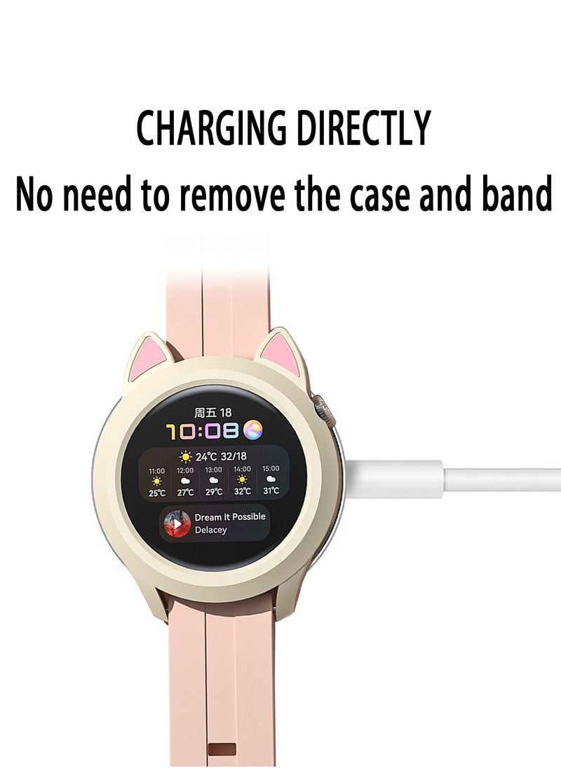 X-level 1 Pieces Cat Earmuffs Watch Case for Huawei Watch GT3 46mm With Soft TPU Protective Anti-Scratch Silicone Protector Soft Flexible TPU Thin Lightweight Bumper Cover Black  - Image 3
