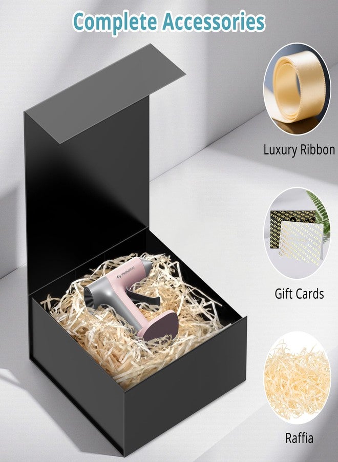 TILSWALL Gift Box 7.5''x7.2''x2.8'' Black Gift Boxes with Magnetic Lids for Presents, Rectangle Collapsible Luxury Gift Box for Proposal, Wedding, Christmas, Birthday, Contains Card, Ribbon, Filler - Image 5