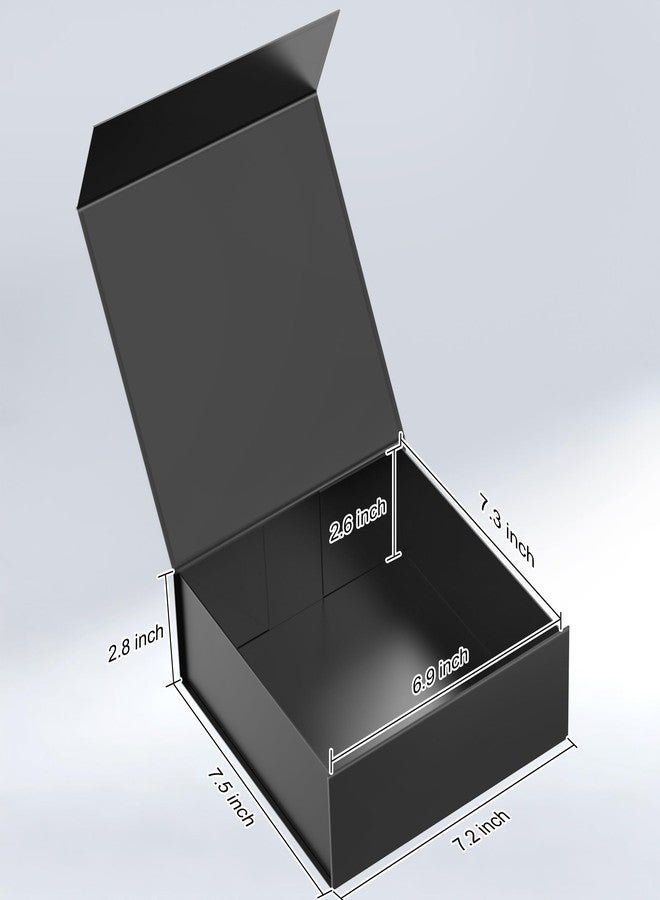 TILSWALL Gift Box 7.5''x7.2''x2.8'' Black Gift Boxes with Magnetic Lids for Presents, Rectangle Collapsible Luxury Gift Box for Proposal, Wedding, Christmas, Birthday, Contains Card, Ribbon, Filler - Image 3