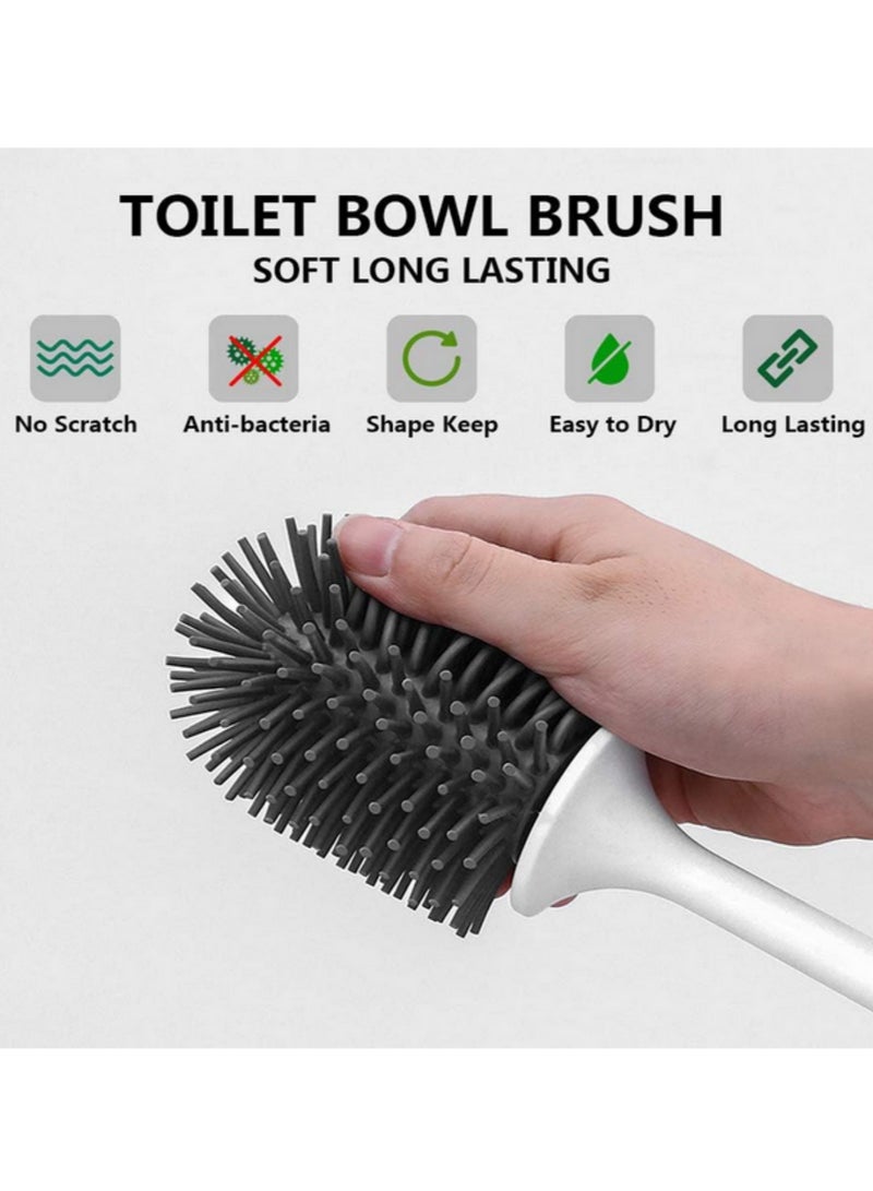 1 قطعة من فرشاة المرحاض مع حاملها، مجموعة فرشاة مرحاض من السيليكون، فرشاة تنظيف مرحاض ناعمة لا تسبب الخدوش، تنظيف عميق وفعال، آمنة لسطح المرحاض، مصنوعة من مادة البولي بروبيلين والـ TPR، رأس الفرشاة قابل للغسل. - Image 5