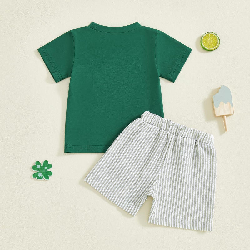 BemeyourBBs Toddler Baby Boy St Patricks Day Outfit Funny Letter T Shirt Elastic Waist Pockets Shorts Set 2 Piece Clothes Irish Shamrock Green, 18-24 Months - Image 5