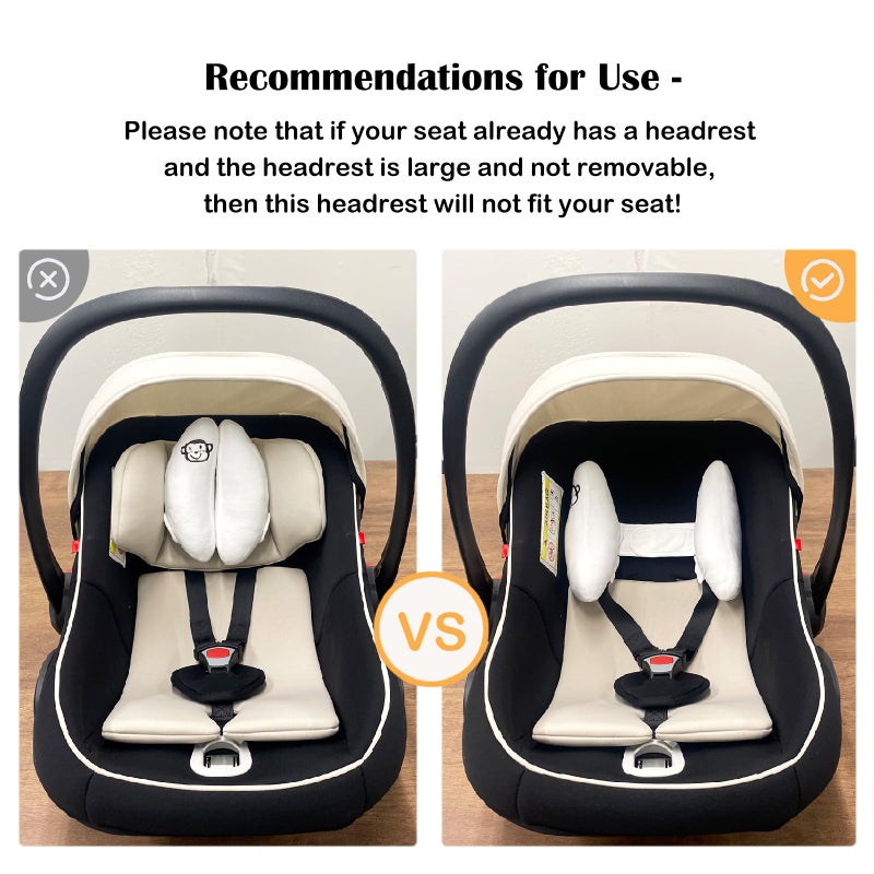 Inchant Adjustable Baby Soft Head Neck Support - Children Travel Car Seat Safety Pillow Cushion, Banana Pillow Stroller Head Support for Toddlers Infants Child - White - Image 5