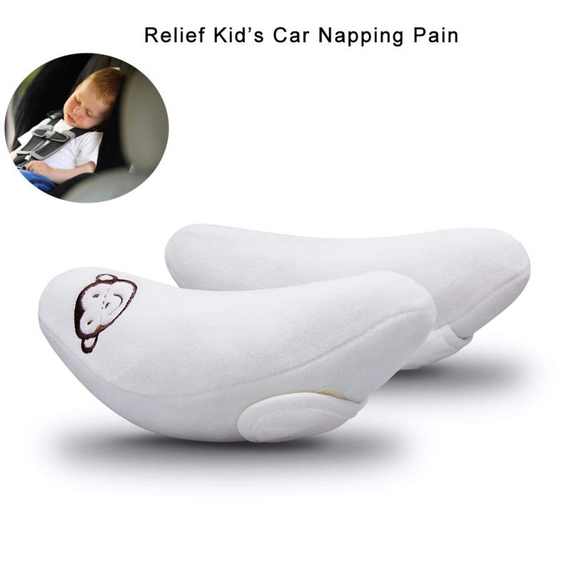 Inchant Adjustable Baby Soft Head Neck Support - Children Travel Car Seat Safety Pillow Cushion, Banana Pillow Stroller Head Support for Toddlers Infants Child - White - Image 3