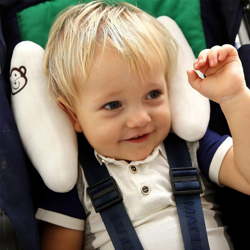 Inchant Adjustable Baby Soft Head Neck Support - Children Travel Car Seat Safety Pillow Cushion, Banana Pillow Stroller Head Support for Toddlers Infants Child - White - Image 4