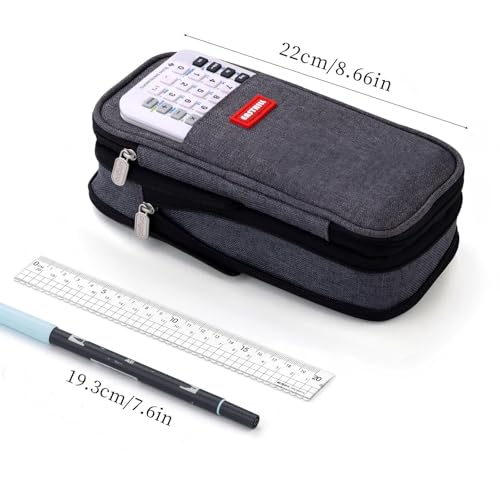 EASTHILL Big Capacity Pencil Pen Case Office College School Large Storage High Capacity Bag Pouch Holder Box Organizer (Deep Gray) - Image 4