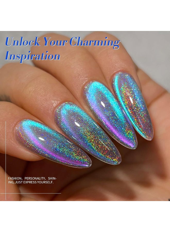 Born Pretty 9D Cat Magnetic Eye Gel Nail Polish Holographic Rainbow Gel Polish Blue Purple Soak Off U V LED Gel Polish Nail Art Design Manicure Salon DIY Home 15ML - Image 3