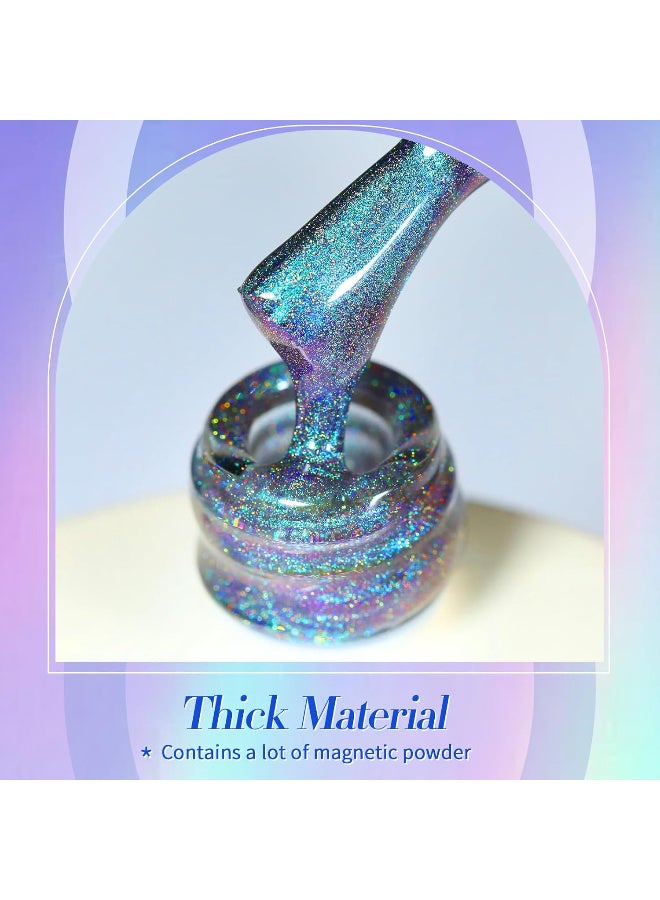 Born Pretty 9D Cat Magnetic Eye Gel Nail Polish Holographic Rainbow Gel Polish Blue Purple Soak Off U V LED Gel Polish Nail Art Design Manicure Salon DIY Home 15ML - Image 5