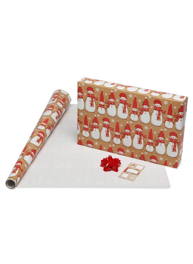 American Greetings 120 sq. ft. Christmas Wrapping Paper Set, Tan, Plaid, Snowman and Christmas Text (4 Rolls 30 in. x 12 ft., 7 Bows, 30 Gift Tags) - Image 4