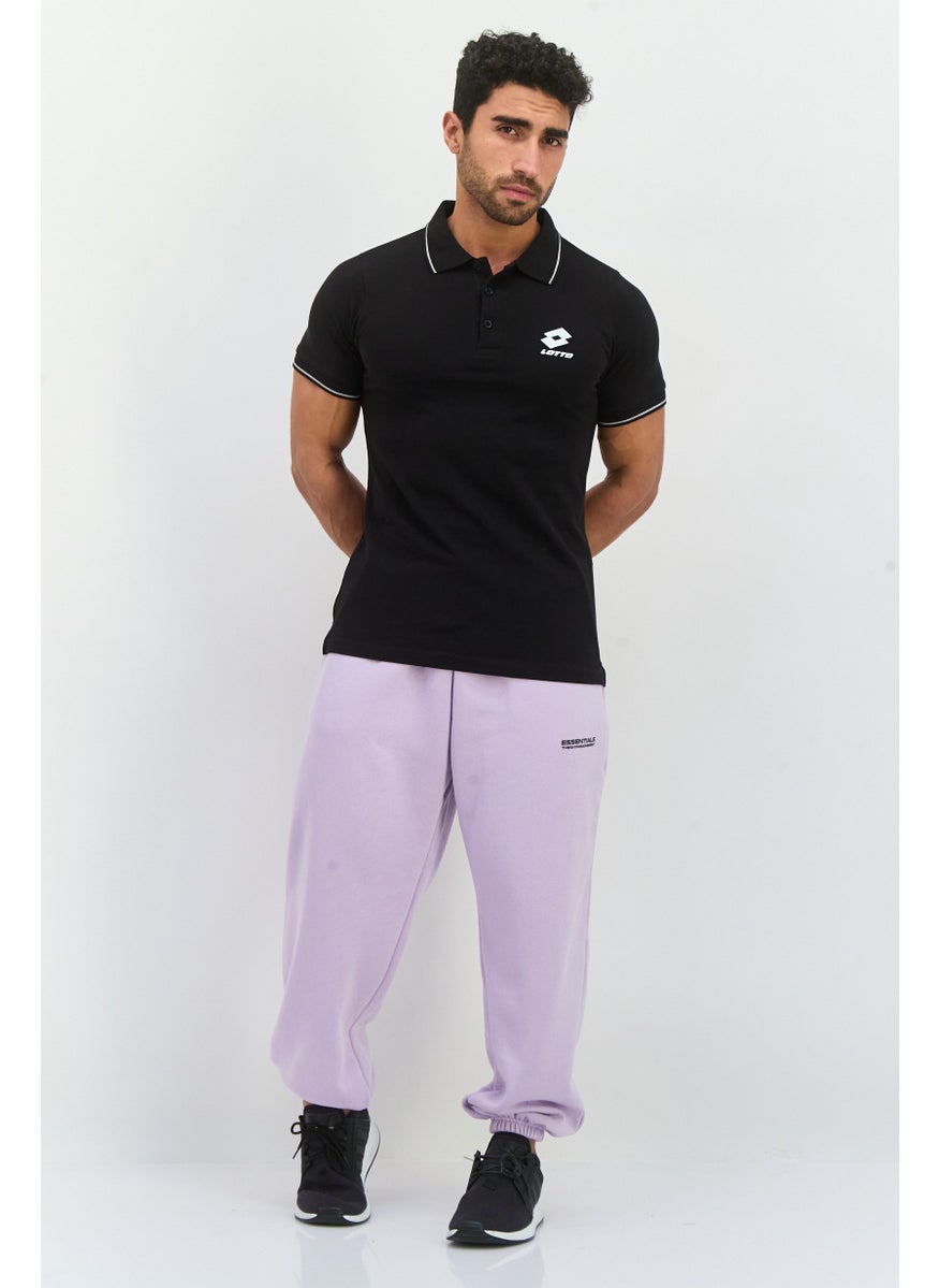LOTTO Men Sportswear Fit Short Sleeves Outdoor Polo Shirt, Black  - Image 4