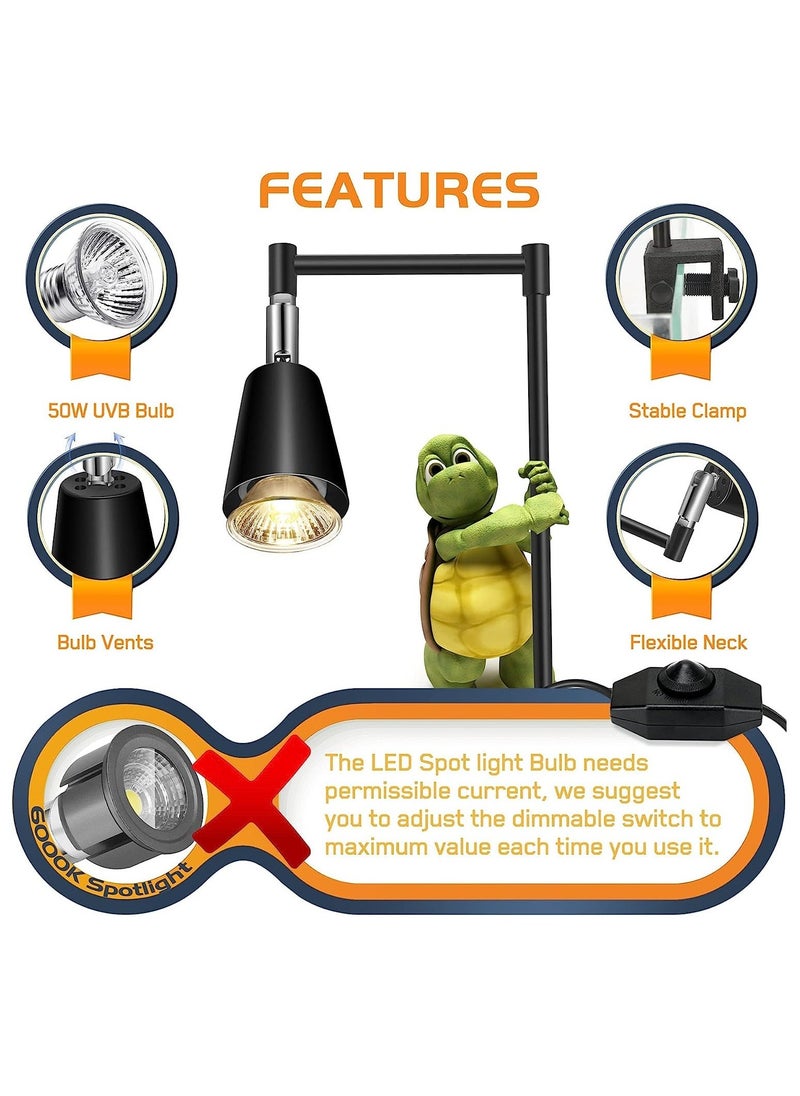 Fischuel Flexible Heating Lamp UVB Lamp with Clamp Fixtures, Reptile and Aquarium, Terrarium and Vivarium Basking Lamps and Spotlight, Comes with 3 Bulbs - Image 3