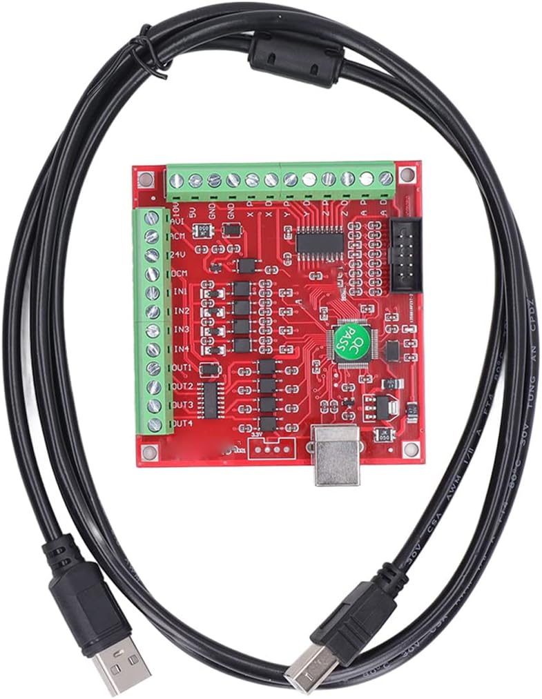 لوحة توصيل بطاقة وحدة تحكم الحركة USB ذات 4 محاور بتردد 100 كيلوهرتز للنقش بالتحكم الرقمي (CNC) ومحركات الخطوة (Stepper Motors) ووحدات الخدمة (Servo Drives) - 4 مدخلات عامة و4 مخارج ريلي معزولة بجهد يتراوح بين 0 و10 فولت. - Image 1