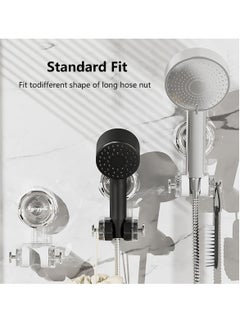 Excefore Shower Head Holder with 2 Hanger Hooks, Adjustable Height Handheld Suction Cup Shower Sprayer Holder Releases and Reposition Easily，Wall Mounted No Need to Drill Holes (Transparent)  - Image 3