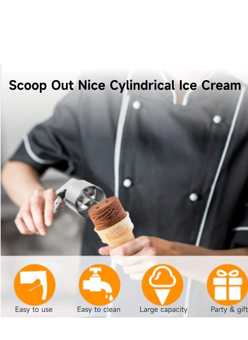 Excefore - Ice Cream Scooper, Easy-to-Release Ice Cream Scoop, Stainless Steel Big Volume Scoop, Trigger Scoop for Old-Fashion Style Nostalgic Ice Creams Cylindrical Ice Cream - Image 1