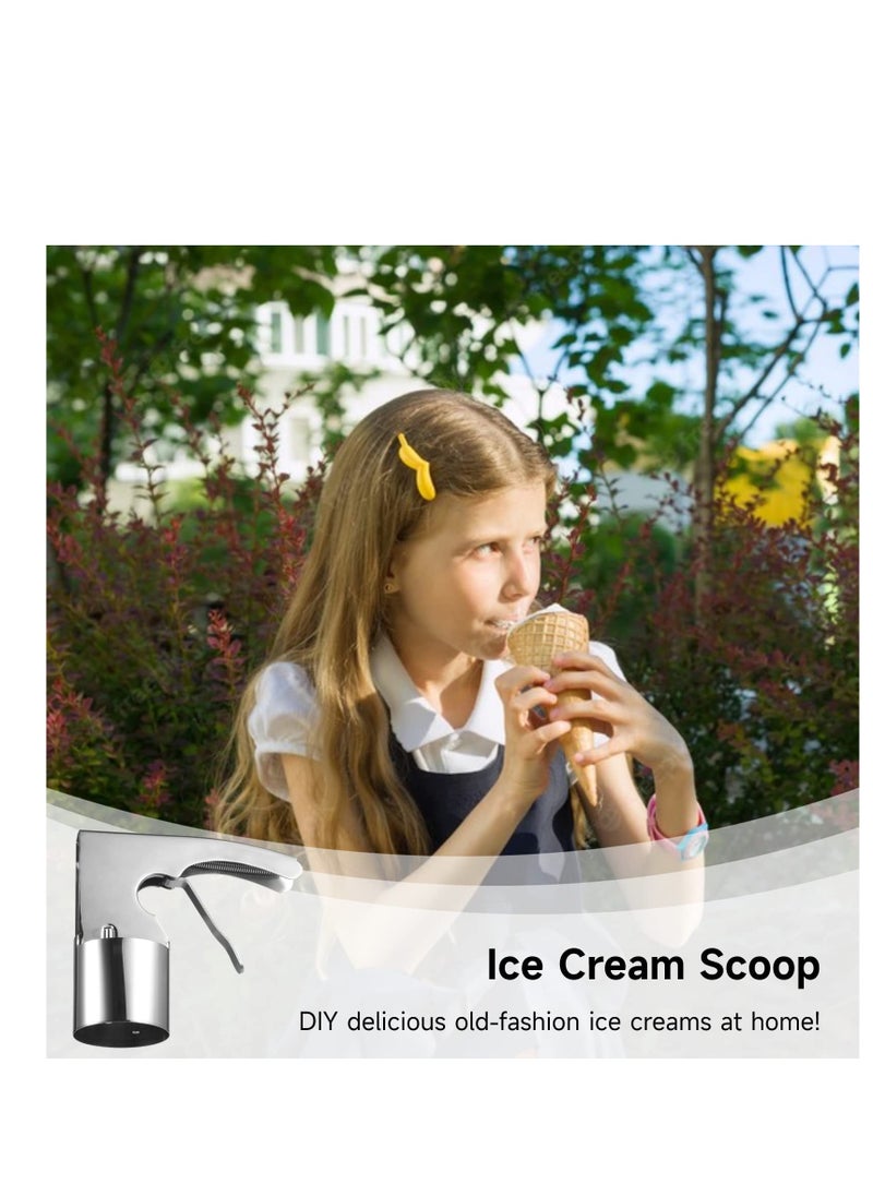 Excefore - Ice Cream Scooper, Easy-to-Release Ice Cream Scoop, Stainless Steel Big Volume Scoop, Trigger Scoop for Old-Fashion Style Nostalgic Ice Creams Cylindrical Ice Cream - Image 1