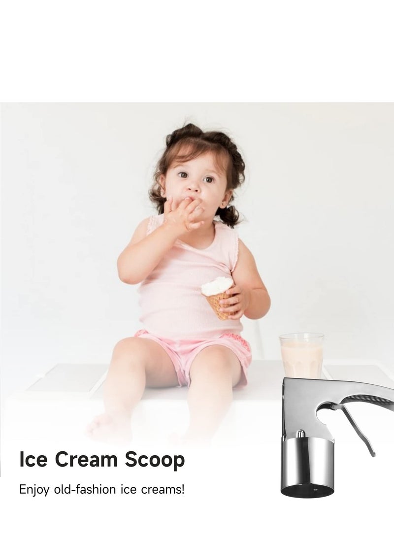 Excefore - Ice Cream Scooper, Easy-to-Release Ice Cream Scoop, Stainless Steel Big Volume Scoop, Trigger Scoop for Old-Fashion Style Nostalgic Ice Creams Cylindrical Ice Cream - Image 1