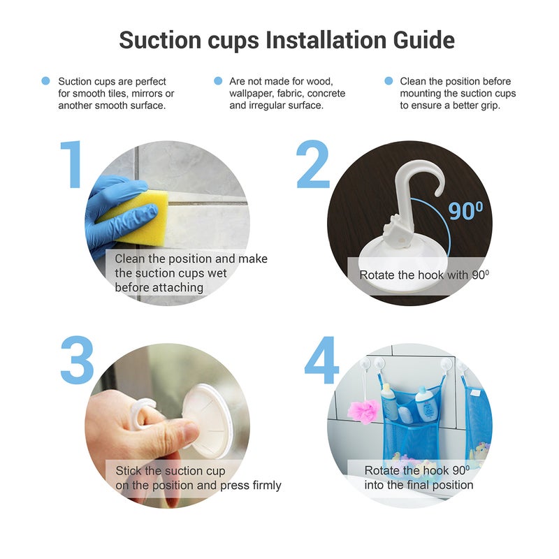 Comfylife 2 x Mesh Bath Toy Organizer + 6 Ultra Strong Hooks - The Perfect Bathtub Toy Holder & Bathroom or Shower Caddy - These Multi-use Net Bags Make Baby Bath Toy Storage Easy - For Kids & Toddlers - Image 5