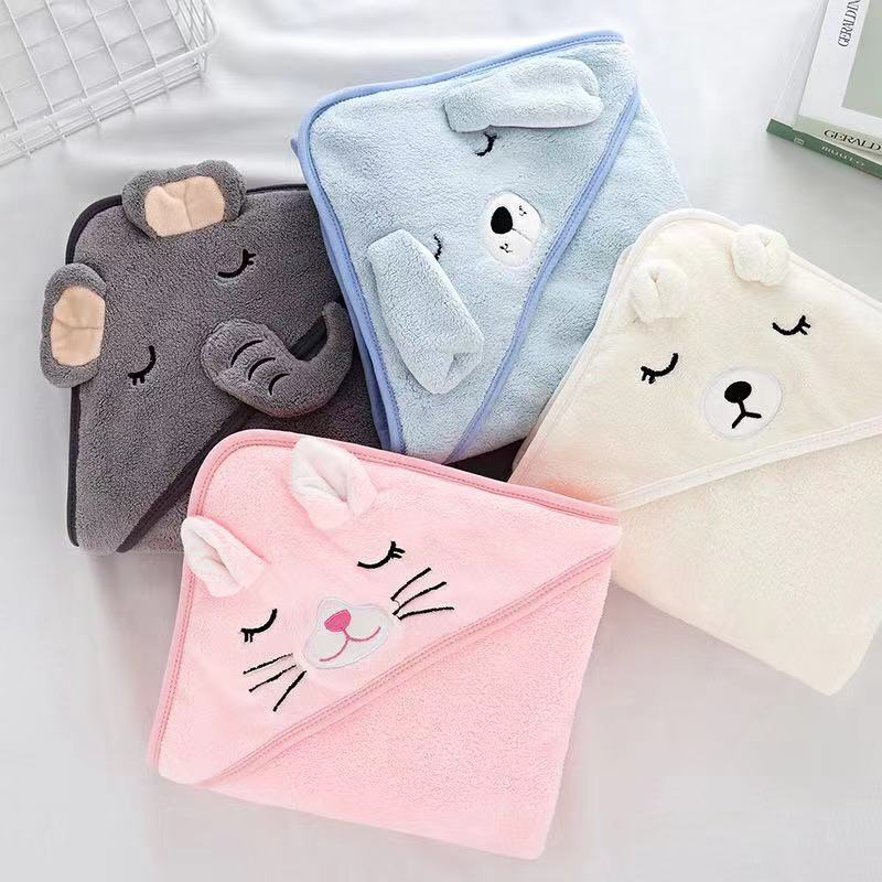 Coral Fleece Cushion Cartoon Thickened Household Absorbent Hooded Poncho Wearing Hooded Children'S Bath Towel - Image 1